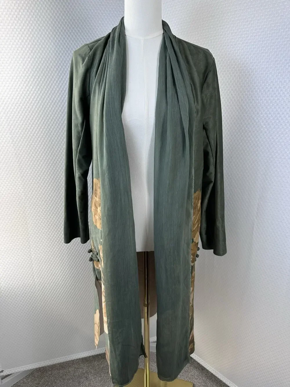 Soft Surroundings Khalia Open Kimono Jacket Topper Wearable Art Boho Medium Frog